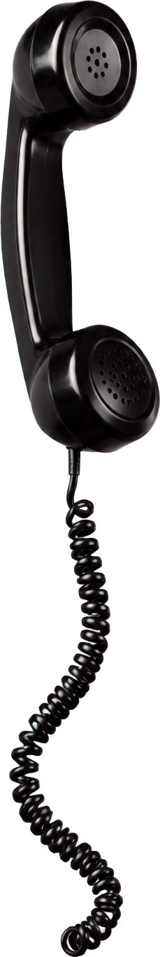 Combiné de téléphone noir suspendu avec son fil